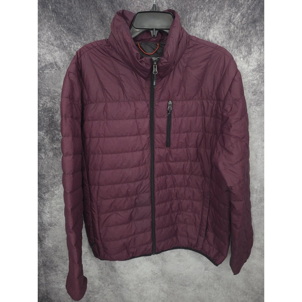 Hawke & Co Down Puffer Jacket Mens Large Red Full Zip Duck Quilted Performance